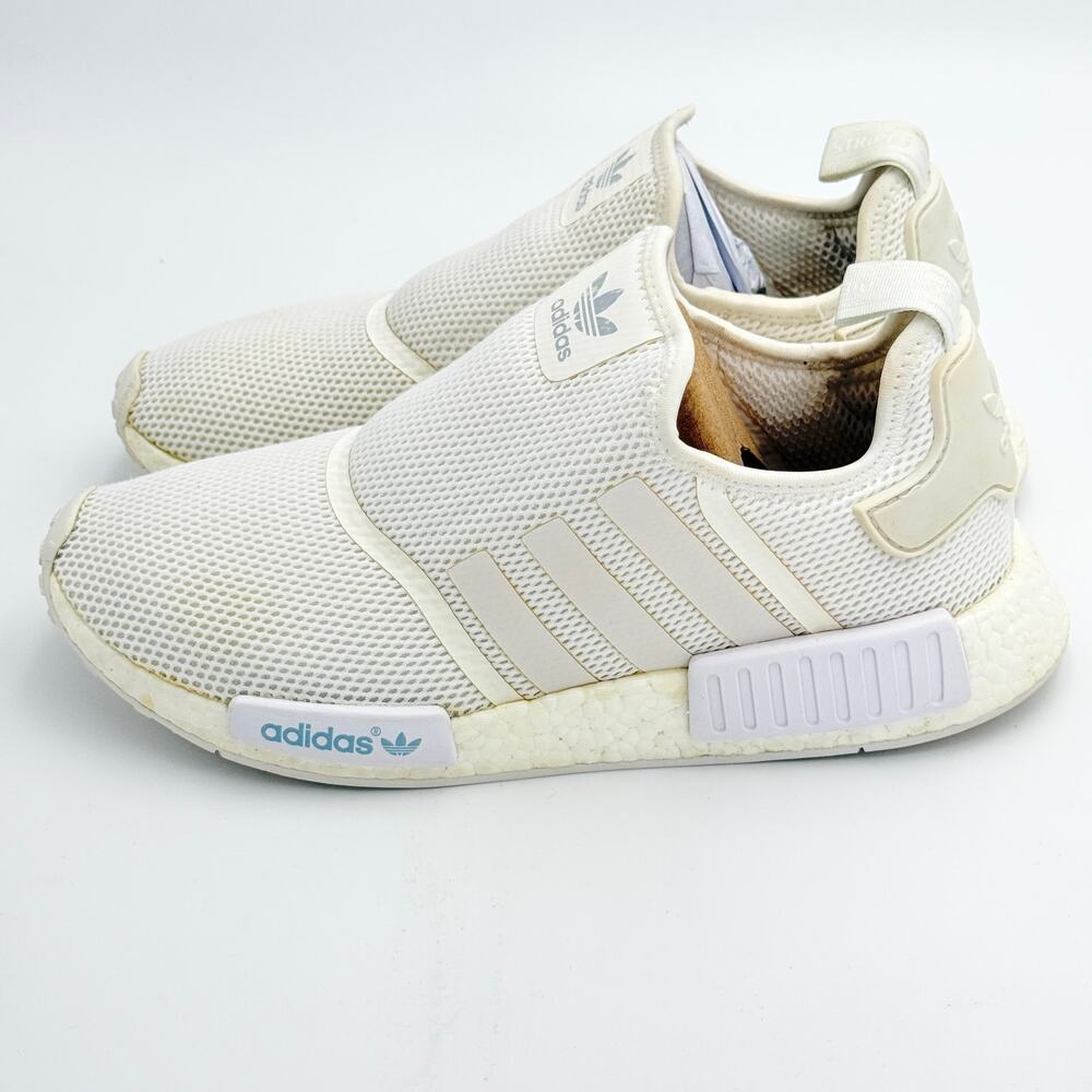Adidas NMD R1 White Mesh Slip-On Sneakers - Size 12